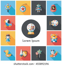 Children's toy icons set