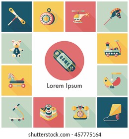 Children's toy icons set