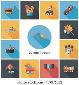 Children's toy icons set