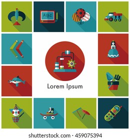 Children's toy icons set