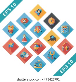 Children's toy icons set