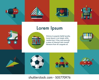 Children's toy icons set