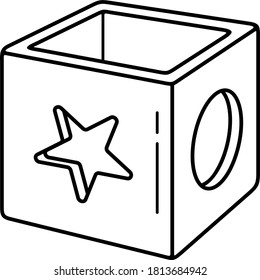 Children's toy magic box. Vector outline icon.