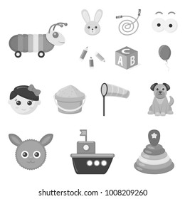 Children's toy monochrome icons in set collection for design. Game and bauble vector symbol stock web illustration.