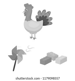 Children's toy monochrome icons in set collection for design. Game and bauble vector symbol stock web illustration.