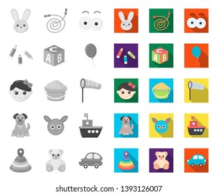 Children's toy mono,flat icons in set collection for design. Game and bauble vector symbol stock web illustration.