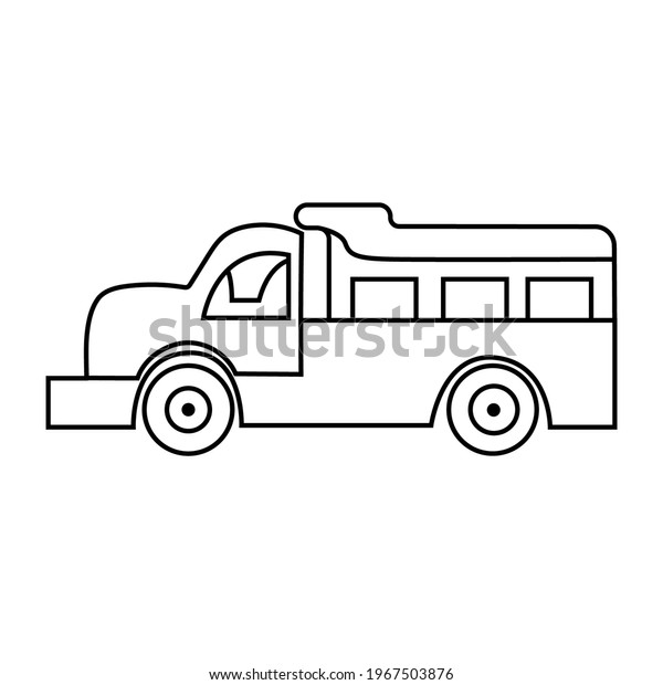 Children's
toy plastic dump truck doodle. Isolated kids car on white
background. Vector hand drawing
illustration.