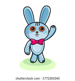 children's toy. plush blue hare. simple vector illustration