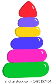 children's toy pyramid. Bright colors, rounded shapes. Vector flat style cartoon illustration isolated on white background