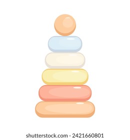 Childrens toy pyramid. Simple cartoon vector icon.