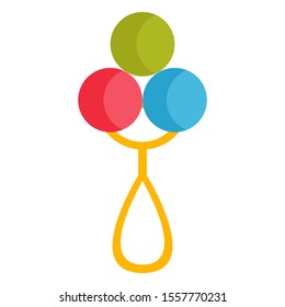 Children's toy rattle plastik bright and colorful. Vector illustration in cartoon flat style. Rodent for newborns.