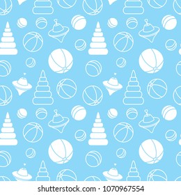 Children's toy. Seamless pattern. For the design of baby bedding, clothes, diapers and other things.