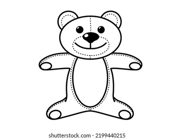 Children's toy teddy bear. Vector outline doodle illustration.	