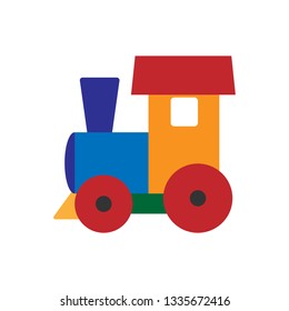 Children's toy train, flat design, color image