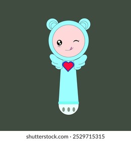 Children's toy vector design with cute face character and dark green background. Great for children's products, toys, cartoon illustrations, or fun kid-themed decorations.