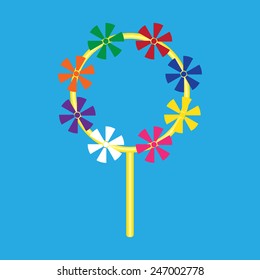 Children's toy wind mill, turntables, pinwheel wind vane, vector illustration, EPS 10