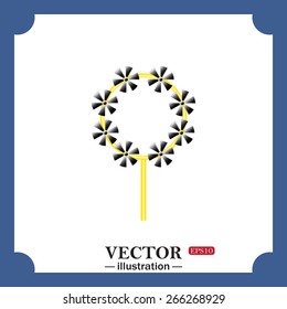 Children's toy wind mill, turntables, pinwheel wind vane, vector illustration, EPS 10