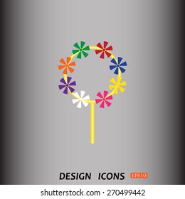 Children's toy wind mill, turntables, pinwheel wind vane. icon. vector design