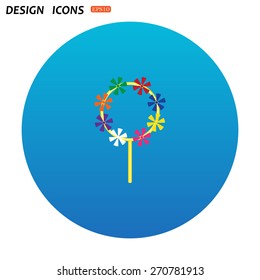 Children's toy wind mill, turntables, pinwheel wind vane. icon. vector design