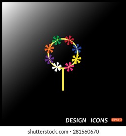 Children's toy wind mill, turntables, pinwheel wind vane. icon. vector design