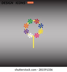 Children's toy wind mill, turntables, pinwheel wind vane. icon. vector design
