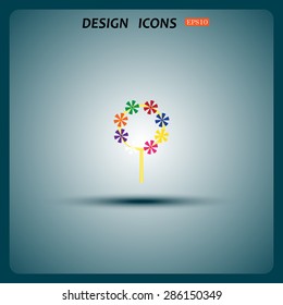 Children's toy wind mill, turntables, pinwheel wind vane. icon. vector design
