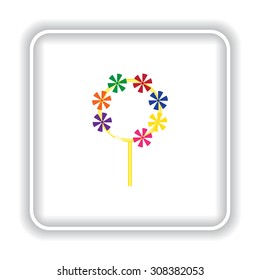 Children's toy wind mill, turntables, pinwheel wind vane. icon. vector design