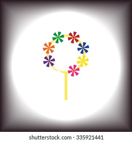 Children's toy wind mill, turntables, pinwheel wind vane. icon. vector design