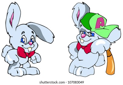 Children's toy-Hare. in baseball with bat Bunny