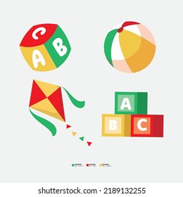 Children's toys background in flat design