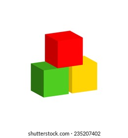 Children's toys, blocks, designer. Vector illustration.