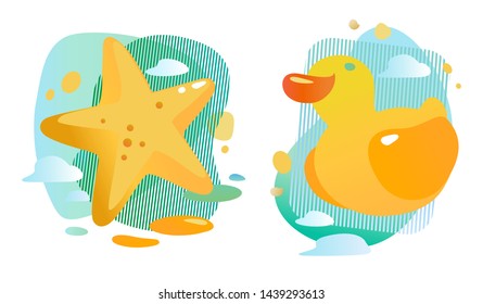 Children's toys in the cartoon style, vector