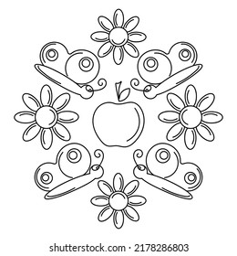 Children's toys coloring book page , mandala. Vector illustration for kid.