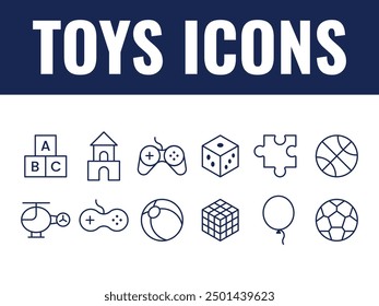 Children's Toys Icon Set. toys icons vector. toddler toys vector icons. fun toys 