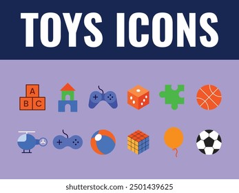 Children's Toys Icon Set. toys icons vector. toddler toys vector icons. fun toys 