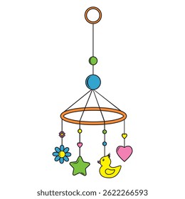 Children's toys-a carousel for a child's bed. Entertainment products for children, vector images.