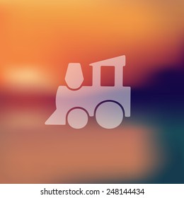 childrens train icon on blurred background