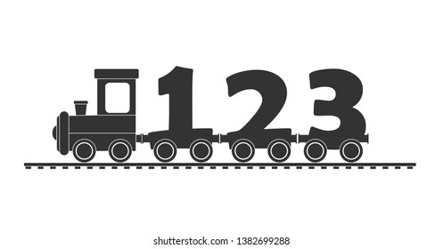 

Children's train with a locomotive and wagons from the figures, flat design