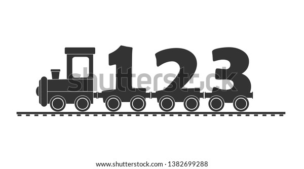 \
\
Children\'s train with a locomotive and wagons\
from the figures, flat\
design