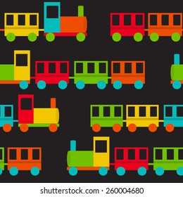 Children's Train Seamless Pattern Vector Illustration EPS10