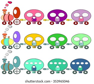 Children's train three different ways for different uses