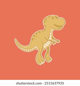 Cartão t-rex infantil, amarelo com borda branca.