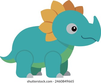 children's Triceratops toy isolated on grey background