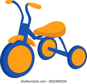 Childrens tricycle, illustration, vector on white background
