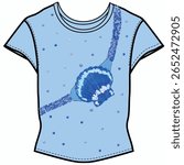 Children's t-shirt design. Bag print design, seashell pattern. Sequins, stones, fashion and more