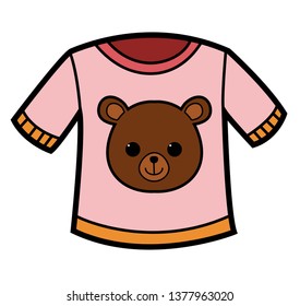 Children's T-shirt with a teddy bear. Vector cartoon illustration