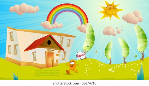 Children's vector background. On first of September