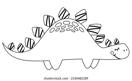 Children's vector coloring book. Cute little dinosaur. Children's coloring book. Black and white dragon