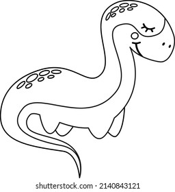 Children's vector coloring book. Cute little dinosaur. Children's coloring book. Black and white dragon