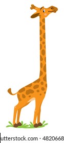 Childrens vector illustration of Cheerful funny giraffe